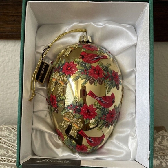 Joan Rivers Golden Cardinal Hand Painted Glass Egg Ornament - Picture 3 of 7
